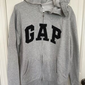GAP Men’s  Light Gray Full-Zip Hoodie with front pocket